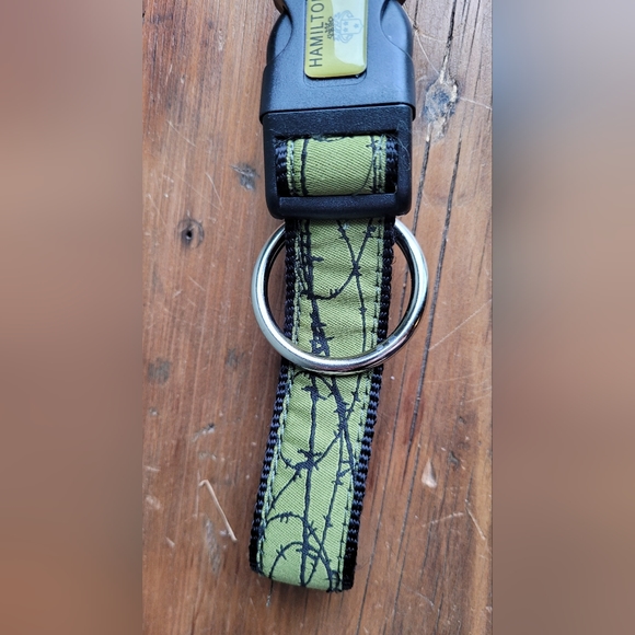 2 /$15  Hamilton Dog Collar Nylon Ribbon Overlay  18" to 26" Green barbed wire - Picture 4 of 6